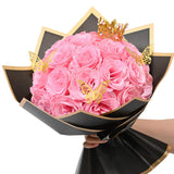 Pink Glitter Roses Bouquet, Diy Fake Flowers Bouquet, Everlasting Shiny Artificial Rose Bouquet For Valentine'S Day, Anniversary, Engagement, Wedding, 24 Roses