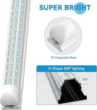 4 Pack 4FT LED Shop Lights 48W 7200LM 6000K D Shape Linkable T8 Fixtures for Garage Workshop