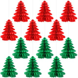 12 Pcs 11.81 Inches Christmas Honeycomb Decoration, Red and Green