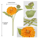 Artificial Sunflower Bouquet With Long Stems Fake Sunflowers Silk Flowers With 5 Heads Faux Sunflower Bouquet For Wedding Party Home Office Decoration Dining Table Centerpiece (Orange1Bunches)