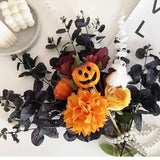 Black Eucalyptus Stems Leaves Branches Fake Flower Arrangement Farmhouse Home Bathroom Decor 6Pcs (Black)