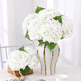 3 Pcs Real Touch Hydrangea Artificial Flowers, 21" White Full Faux Hydrangea Flowers Latex Fake Flowers For Home Decor Party Floral Arrangements Wedding Bouquets Centerpieces Outdoor Decor