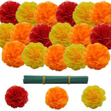Marigold Artificial Flowers, 60Pcs Marigolds Faux Flower, Fake Marigolds Silk Flowers For Day Of The Dead, Diwali, Dia De Los Muertos Decoration, Ofrenda Decor (Orange, Yellow, Red, 60Pcs)