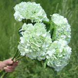 Green Hydrangea Artificial Flowers - High-End 22.5Cm Oversized Heads (4Pcs) | Real-Touch Design | Perfect For Christmas, Weddings, Home Decor, Parties & Outdoor Use (Light Green)