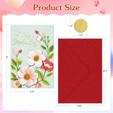 Mothers Day Card With Envelope - 5.5"X8" 3D Flower Golden Foil Design Happy Mothers Day Card Prefect Gifts For New Moms Grandma Wife Sister