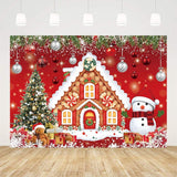 10X7Ft Christmas Gingerbread House Backdrop For Photography Winter Merry Xmas Tree Snowman Santa Party Decorations Supplies Baby Shower Birthday Banner Photography Background Photo Booth Props