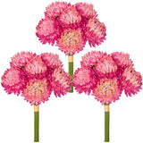 Set Of 3 Mini Mums Artificial Bouquets, 7" Long 18 Stems Spider Chrysanthemums Fake Flowers, Realistic Faux Flower Bushes For Home Decor, Weddings Diy Projects, Magenta
