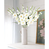 White Gladiolus Artificial Flowers 10 Pcs 30.3 In Gladiolus Flowers Silk Flowers Long Stem Flowers For Home Wedding Office Decoration(White)