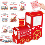Train Valentines Day Box And Cards For Kids Classroom School Exchange, Great Valentines Gifts Party Favors For Boys Girls (1 Cute Train Box, 32 Valentine Cards, 1 Teacher Card)