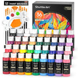 Acrylic Paint, 36 Colors Acrylic Paint Set With Brushes & Palette, 2Oz/60Ml Bottles, Rich Pigments Non-Toxic For Artists Kids & Adults, Painting On Canvas Rocks Ceramic Wood