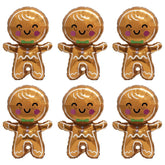 Jumbo Gingerbread Man Xmas Foil Party Balloons, 6 Pack Merry Christmas Mylar Helium Large Gingerbread Man Kids Balloon For New Year Eve Holiday Festival Birthday Party Decorations Supplies