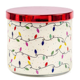 Christmas Candles, Xmas Berry Jam Scented Candle, Large 3 Wicks, 14 Oz Christmas String Lights Candle Gift