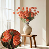 Artificial Flowers Indoor For Vase, 12Pcs Fake Silk Mums Long Stem Flowers, Look Real Mini Chrysanthemum Floral Arrangements For Home Decorations (Creamy Orange)