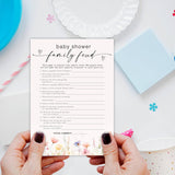 5X7 Inch Baby Shower Game Cards With Answer Card- 50 Pack Baby Family Feud - Pink Floral Watercolor Design For Girls, Funny Gender Reveal Party Favor,Party Game & Activities (A06)