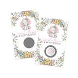 Pink Elephant Baby Shower Scratch-Off Game Cards For Girls - 30 Fun Guest Activities With Prizes