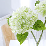 4 Pcs 21" Real Touch Green Hydrangea Artificial Flowers With Long Stem & Leaves, Full Latex Faux Hydrangea Flowers For Home Decor Party Floral Arrangements Wedding Bouquets Centerpieces
