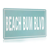 Vintage Summer Beach Sign Beach Bum Blvd Tin Sign For Lake House Coastal Beachy Room Cottage Cabin Deck Decor 12 X 8 Inch (3113)