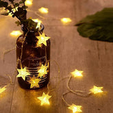 20 LED Star String Lights 10FT Battery Operated Warm White Fairy Lights for Indoor Outdoor Christmas Party Wedding Holiday Bedroom Decor