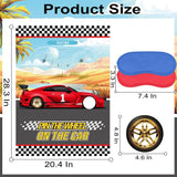 Pin The Wheels On The Car Games, Cars Party Game With 30 Gold Tyres Stickers, 2 Blindfolds For Car Theme Birthday Party