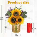 Fake Flowers In Vase, Sunflowers Artificial Flowers With Vase Sunflowers Centerpieces For Table Silk Flower Arrangement For Farmhouse Home Kitchen Bathroom Wedding Party Dining Room Decor
