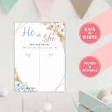Gender Reveal Signature Voting Sign, Boho Floral Guess He Or She Game, Gender Reveal Game For Baby Shower Party, What Will Baby Be Self-Standing Sign, Party Supplies Kit & Decorations-Qmb-001