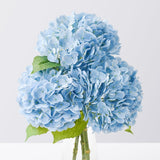 22" Real Touch Hydrangea Artificial Flowers, 3Pcs Blue Full Latex Faux Hydrangea Fake Flowers With Long Stem & Leaves For Home Decor Party Floral Arrangements Centerpieces Wedding Bouquets