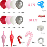 181Pcs Christmas Balloons Garland Kit With White Sliver Red Pink Candy Foil Balloons,Red Pink Explosion Star Foil Balloons For Xmas Birthday Party Or New Year Party Decorations