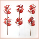 6 Pcs Valentine'S Day Decorative Stems, Handmade Fade-Resistant Red Artificial Flower Stems For Diy Wreath, Table Centerpiece, Wedding & Party Decor, Romantic Home Decorations