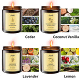 4 Pack 28Oz Scented Candles, Soy Wax Jar Candles, Coconut Vanilla, Cedar, Lemon, Lavender, Scented Candles For Home, Fall Candles For Women, Men, Candle Gift Set