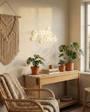 Good Vibes Neon Sign Warm White Boho LED Wall Light for Living Room Wedding Decor
