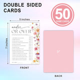 Floral Under Or Over Wedding Game Cards -5 X 7 Inches Double -Sided Fill-In Wedding Shower Games For 30 Guests -Newlyweds, Bridal Shower Activities Supplies & Decor -A04