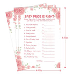 50 Baby Shower Games For Girl-Baby Price Is Right,Floral Theme, Thick Cardstock, Fun And Easy To Play