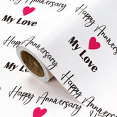 Anniversary Wrapping Paper Roll - Mini Roll - 17 Inch X 16.5 Feet - Happy Anniversary My Love Lettering With Red Love Design, Perfect For Wedding, Bride, Betrothal Party