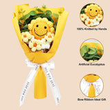 Artificial Smile Sunflowers Bouquet Hand-Woven Crochet Flower, Handmade Knitted Flowers Gift For Family Table Decoration, Graduation Girlfriend Mother,Valentine'S Birthday Wedding (Yellow)
