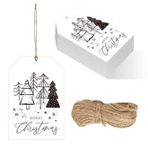 100Pcs Christmas Paper Gift Tags White Black Xmas Tree Hanging Name Tag With Hemp Rope Classical Label Tags For Holidays Party Favor Decoration Supplies