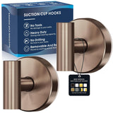 Suction Cup Hooks For Shower,Heavy Duty Shower Towel Suction Hooks,No Drill Wall Mounted Towel Hooks For Bathrooms Wall,Kitchen,Glass,Mirror,Tile To Hang Towels,Robes,Coat-Champagne Bronze(2 Pack)