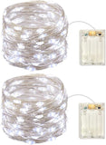 2 Pack Battery Operated Mini LED Fairy Lights 10FT 30 LED Cold White String Lights with Timer Silver Wire for Wedding Centerpiece Party Decor