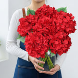 Silk Red Hydrangea Artificial Flowers With Stem, 6Pcs 20" Large Full Faux Flower Lifelike Artificial Hydrangeas For Home Table Bouquet Wreath Xmas Party Outdoor Indoor Christmas New Year Decor