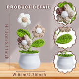 Brown Crochet Flowers Handmade Puff Knitted Flowers For Teacher Christmas Anniversary Valentine'S Day Crochet Gifts For Women