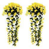 Artificial Hanging Flowers For Outdoors, 2 Pack Yellow Uv Resistant Fake Flowers, Silk Flowers For Home Decor Indoor, Summer Flowers Artificial For Decoration For Porch Patio Balcony Planter Yar