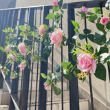 5.9Ft Bendable Rose Flower Garlands, Artificial Silk Wild Roses Vine Hanging Flowers For Wall Fireplace Fence Table Centerpieces Trellis Wedding Indoor Outdoor Spring Decor(Pink, 1Pc)