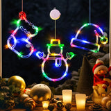 Christmas Window Lights, 3 Pack Multicolor Stocking, Snowman, Santa Hat With Suction Cup, Timer Function And Slow Fade M