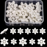 30 Pieces Christmas Snowflake Push Pins, Decorative Cork Board Tacks, 0.9 Inch Thumb Tacks For Bulletin Board, Office Home Winter Christmas Decorations(White)