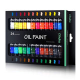 Ohuhu Oil Paint Set, 24 Oil-Based Colors, 12ml/0.42oz x 24 Tubes Non-Toxic Oil Painting Set Supplies for Canvas Painting Artist Kids Beginners Adults Classroom DIY Art Supplies Gift