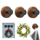 Suction Cup Wreath Holder For Front Door Glass Door, Suction Cup Hooks For Shower, Bathroom, Window, Wall And Mirrors, Christmas & Halloween Wreath, Decor Hanger For Front Door?Wood Grain 3 Pcs?