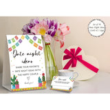 Fiesta Theme Date Night Games,Date Night Ideas,Wedding Shower Game,Rustic Bridal Shower Decorations,Popular Bridal Shower Game,Set Including 1 Sign And 50 Date Night Ideas Cards-09