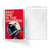 Valentines Day Card For Dad | Best Dad In The Universe | 5'X7.5' | Single Card + Envelope | Women Owned Small Business Made In Usa