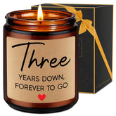 3 Year Anniversary Candle Gifts For Him Her Wife Boyfriend Gf Husband - Leather 3Rd Anniversary Couple Gifts Ideas - 3Rd Year Wedding Anniv. Presents For Couples, Happy Third Anniv.
