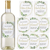Bridesmaid Proposal Wine Bottle Label Gift, Greenery, Set Of 8