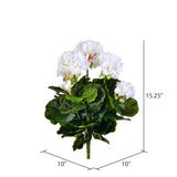 Vickerman 15.25" Artificial White Polyester Geranium Bush - White Artificial Flowers - Artificial Geraniums for Indoors - Fake Geraniums - Faux Flowers for Assortment - Artificial Plants
